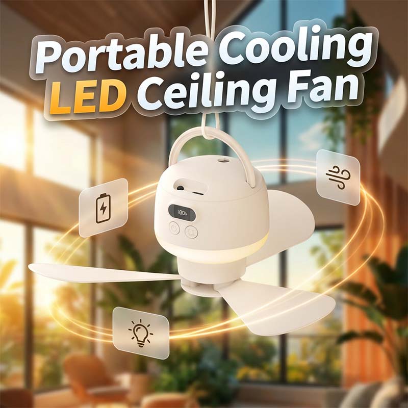 💡Tragbarer USB-Deckenventilator mit LED-Beleuchtung