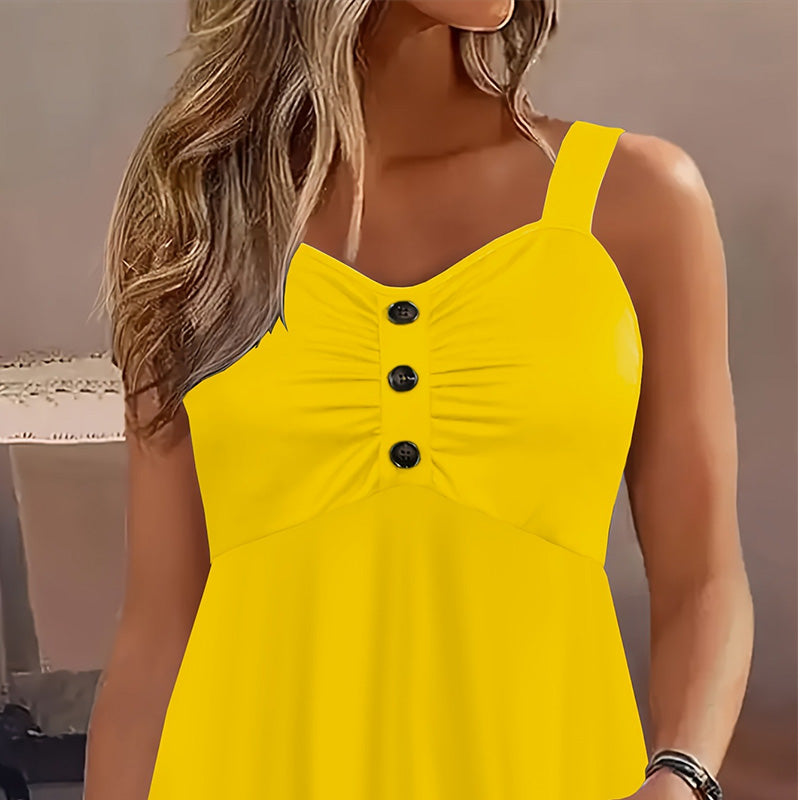 👚 JETZT 50 % RABATT! 🏆 Sommerliches, ärmelloses Damen-Tanktop mit Knopfleiste – Leicht und atmungsaktiv – Lockere Passform, ideal zum Kombinieren oder solo – Lässig-schick für heiße Tage 🌞