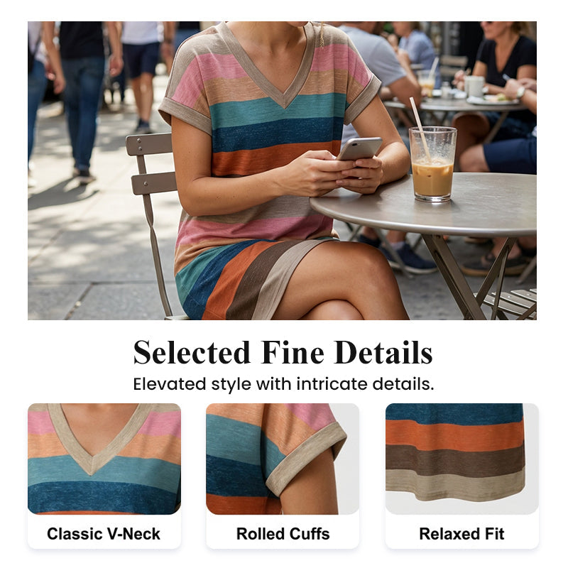 👗 JETZT 50 % RABATT! 🌬️ T-Shirt-Kleid mit V-Ausschnitt – Lässig & luftig – Sommer-Must-have ☀️