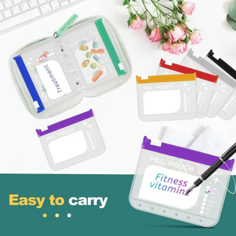 💊 50% RABATT! 🧳 Wasserdichter Pillen-Organizer Set – Beschriftungsbeutel, wiederverwendbar & ideal für Reisen – Ordnung für Medikamente & Vitamine unterwegs ✨