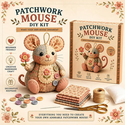 🎁✨ Handgefertigtes Nähset für eine Vintage-Maus aus Plüsch 🧵