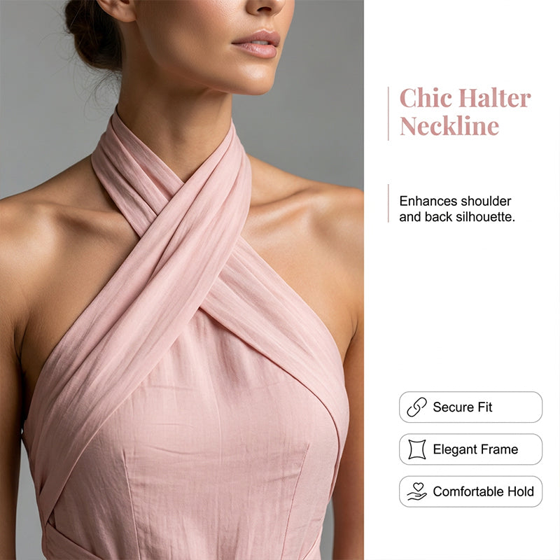 Elegant Halter Sleeveless Jumpsuit with Waist Tie
