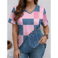 👕 Damen-T-Shirt mit V-Ausschnitt und schickem Denim-Print ✨