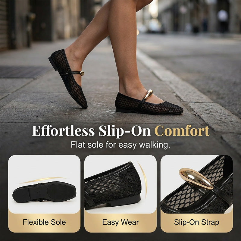 Damen Elegante Durchbrochene Atmungsaktive Flats