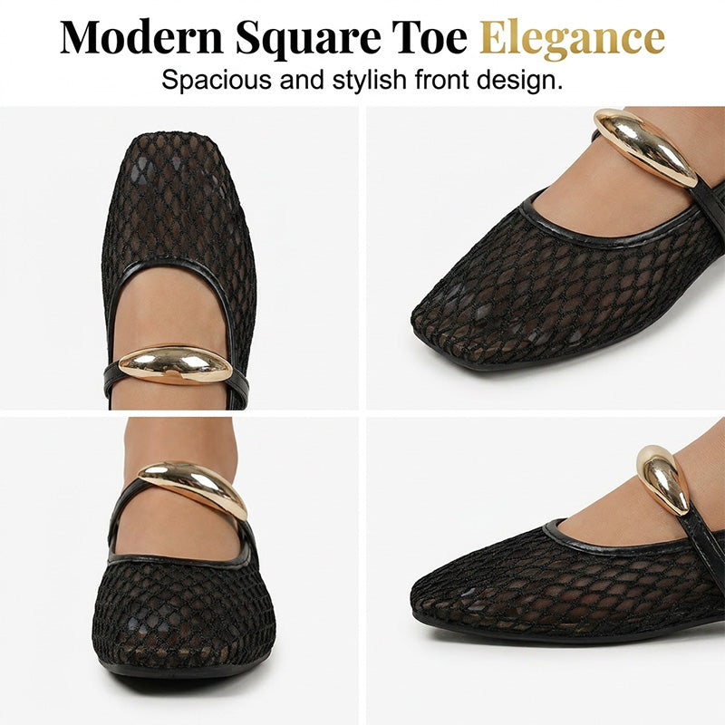 Damen Elegante Durchbrochene Atmungsaktive Flats