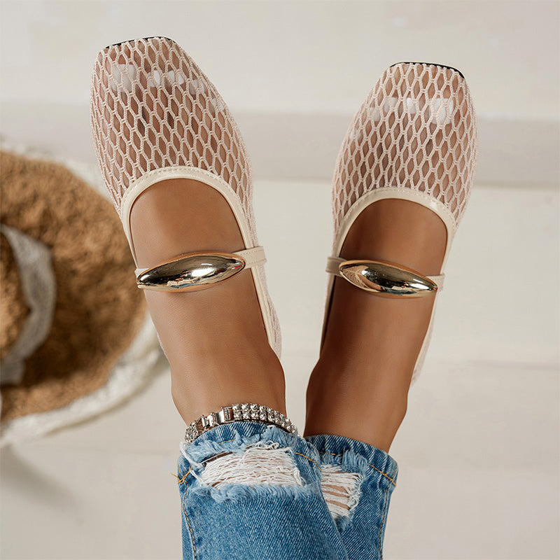 Damen Elegante Durchbrochene Atmungsaktive Flats