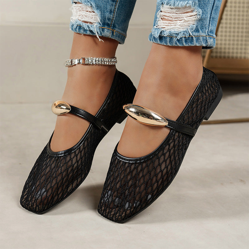Damen Elegante Durchbrochene Atmungsaktive Flats