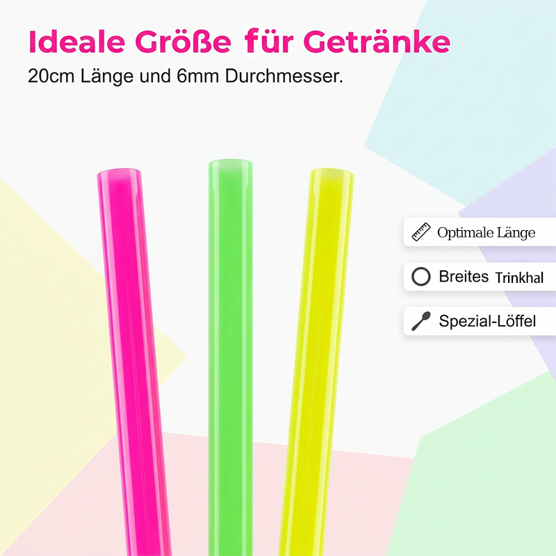🍹Nur für kurze Zeit 50 % Rabatt🍹🌈Bunte Plastiklöffel-förmige Trinkhalme für Smoothies