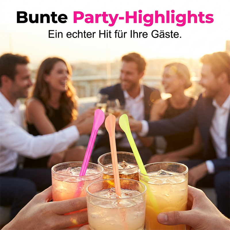 🍹Nur für kurze Zeit 50 % Rabatt🍹🌈Bunte Plastiklöffel-förmige Trinkhalme für Smoothies