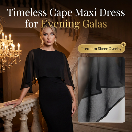 👗 Sanftes Cape-Kleid mit durchsichtigem Netz-Overlay – tailliert, figurbetont & mit schmaler Fischschwanz-Silhouette, elegant & verführerisch 🌸✨