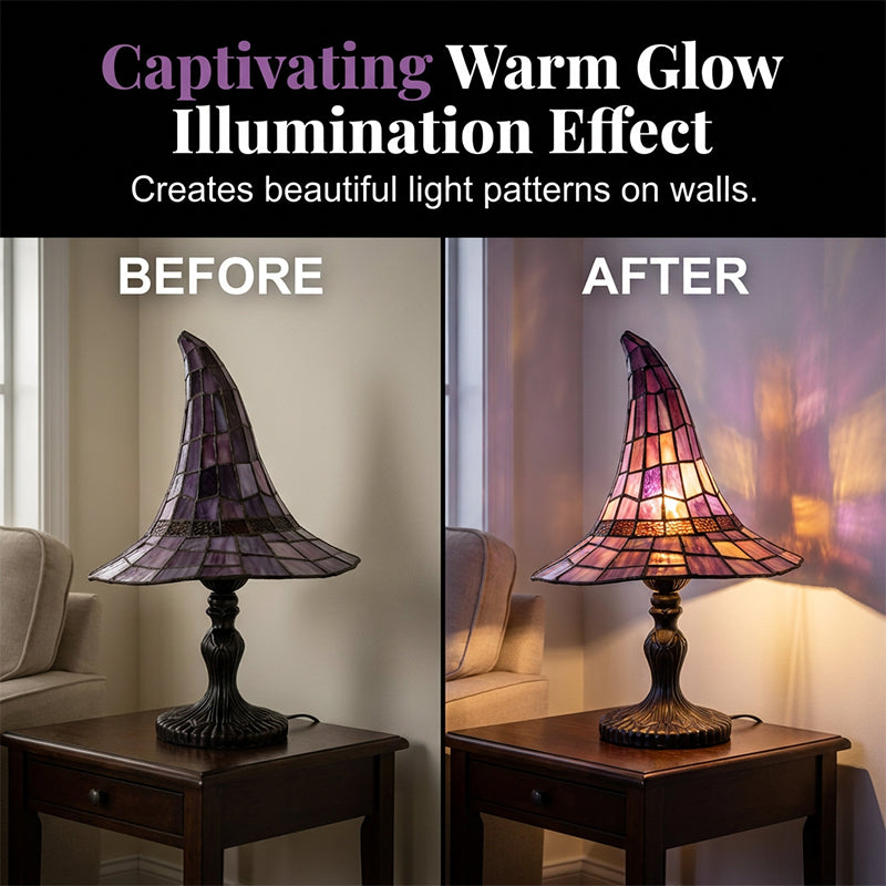 🧙‍♀️Zauberhafte Ambiente Buntglas-Hexenlampe💡