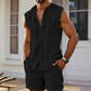 ⏰✨Sommer Herren Set – Ärmelloses Hemd mit Knopfleiste & Shorts 👕 Atmungsaktiv & Bequem