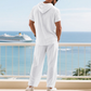 Herren 2-teiliges Leinen-Set Kapuzen-Henley-Hemd & Hose