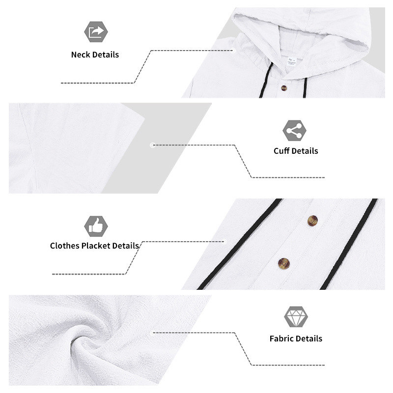 Herren 2-teiliges Leinen-Set Kapuzen-Henley-Hemd & Hose