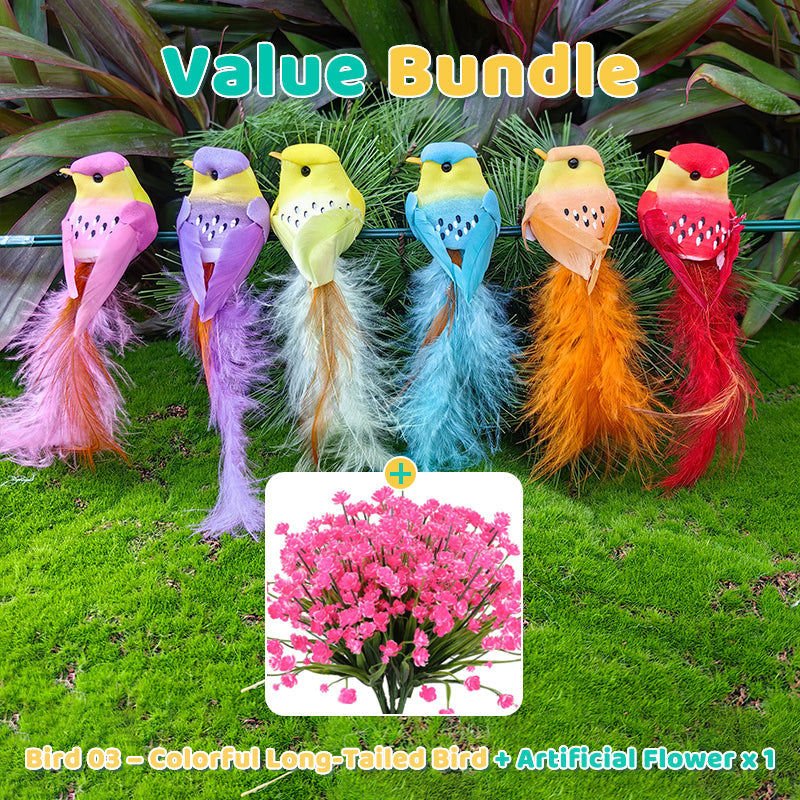🐦12 Stück Künstliche Federvögel mit Clips🌈
