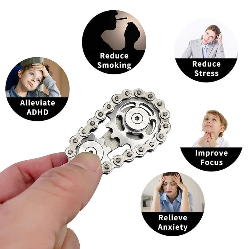⚙️ Edelstahl-Zahnrad-Ketten-Fidget-Spinner