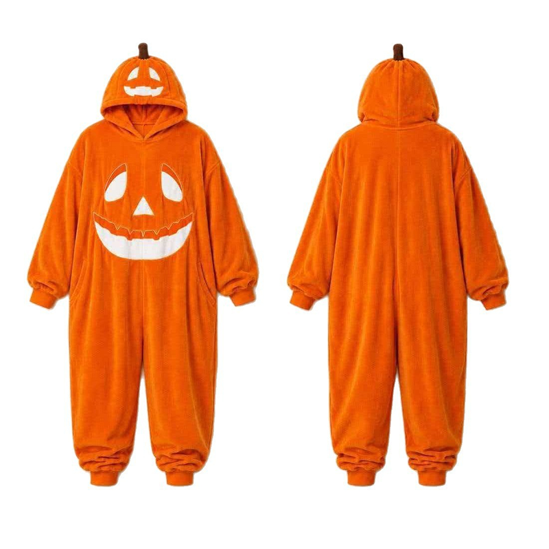 🎉 NUR FÜR KURZE ZEIT 50% RABATT! 🎃 Unisex Halloween Kürbis-Kapuzen-Overall – Festlicher Einteiler mit eingebautem Kürbisgesicht 🎭