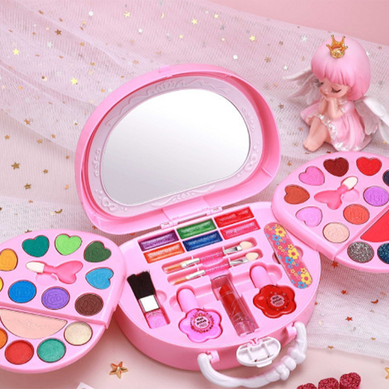 🏆ZEITLICH BEGRENZT 50% RABATT💄Kinder Abwaschbares Make-up Spielzeug-Set mit Tragbarer Rosa Handtasche