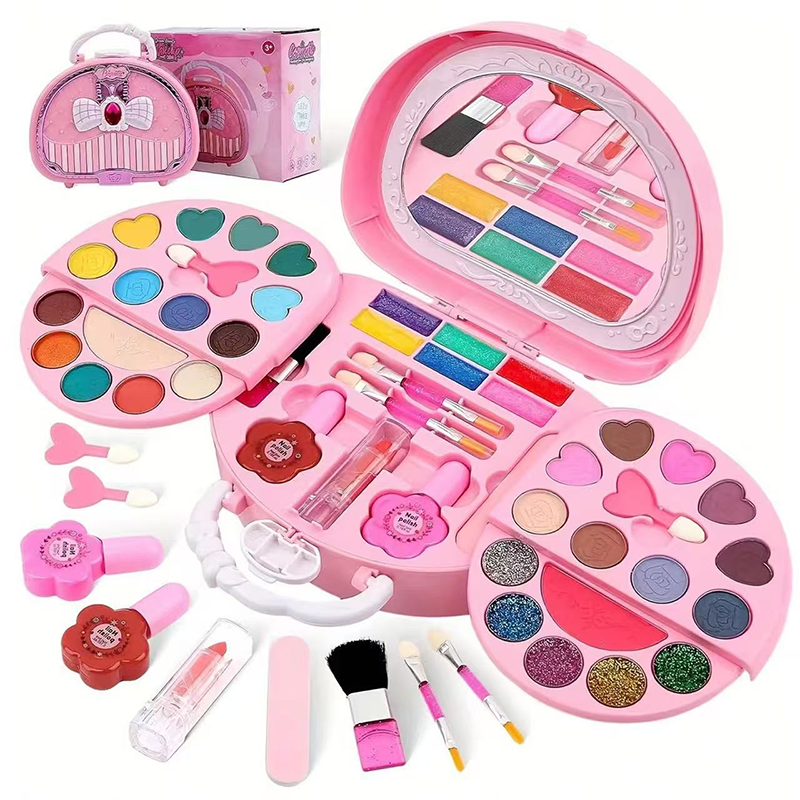 🏆ZEITLICH BEGRENZT 50% RABATT💄Kinder Abwaschbares Make-up Spielzeug-Set mit Tragbarer Rosa Handtasche