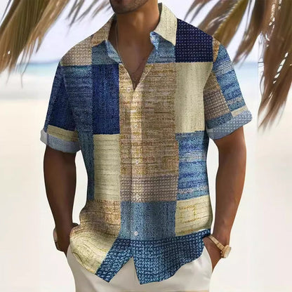 👔 ZEITLICH BEGRENZT 50% RABATT! ✨ Herren Kontrast-Muster Hemd – Lässiges Freizeithemd für Alltag 🌿