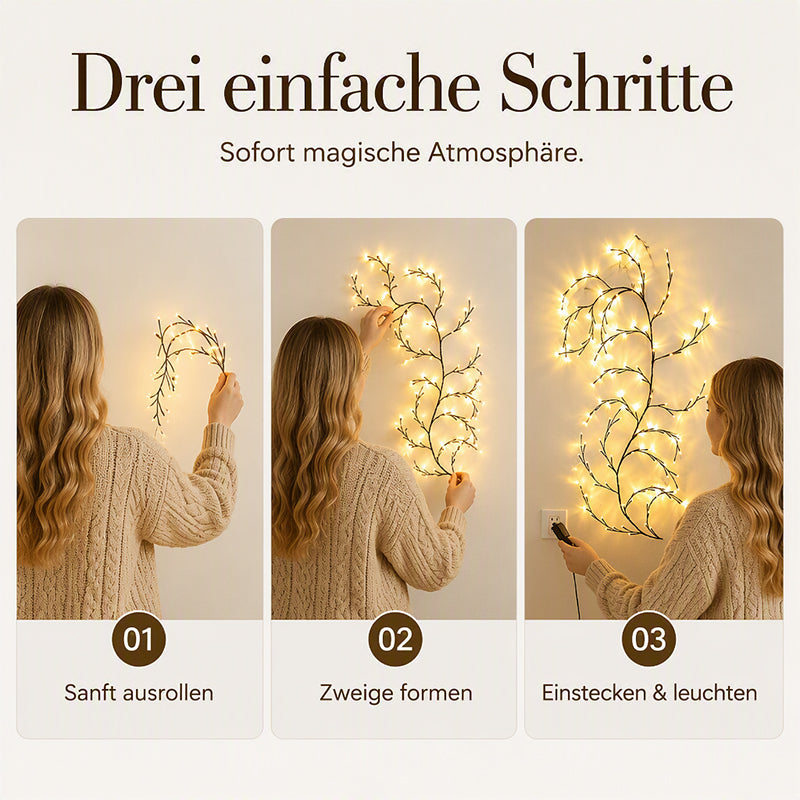 🌿 50% RABATT! 💡 LED-Lichterkette im Ranken-Design – 144 LEDs, 2,3 m, dimmbar & IP55 – Perfekt für Garten, Balkon, Zimmer & Partys ✨