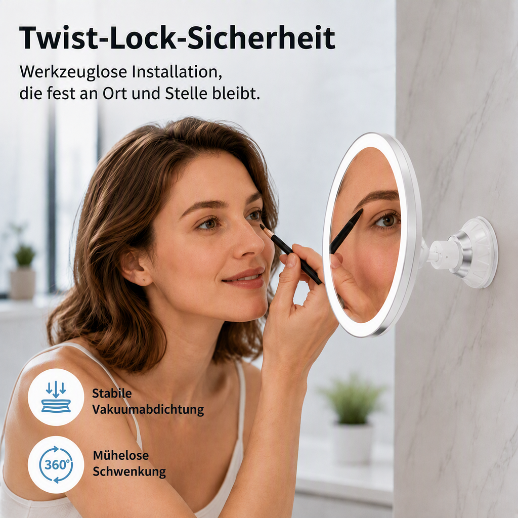 🔍 50% RABATT! 💡 10-fach Vergrößerungsspiegel mit LED-Licht & Saugnapf – Saugnapf-Befestigung, helles Licht & kompakt – Ideal für präzises Make-up & Reisen 💄