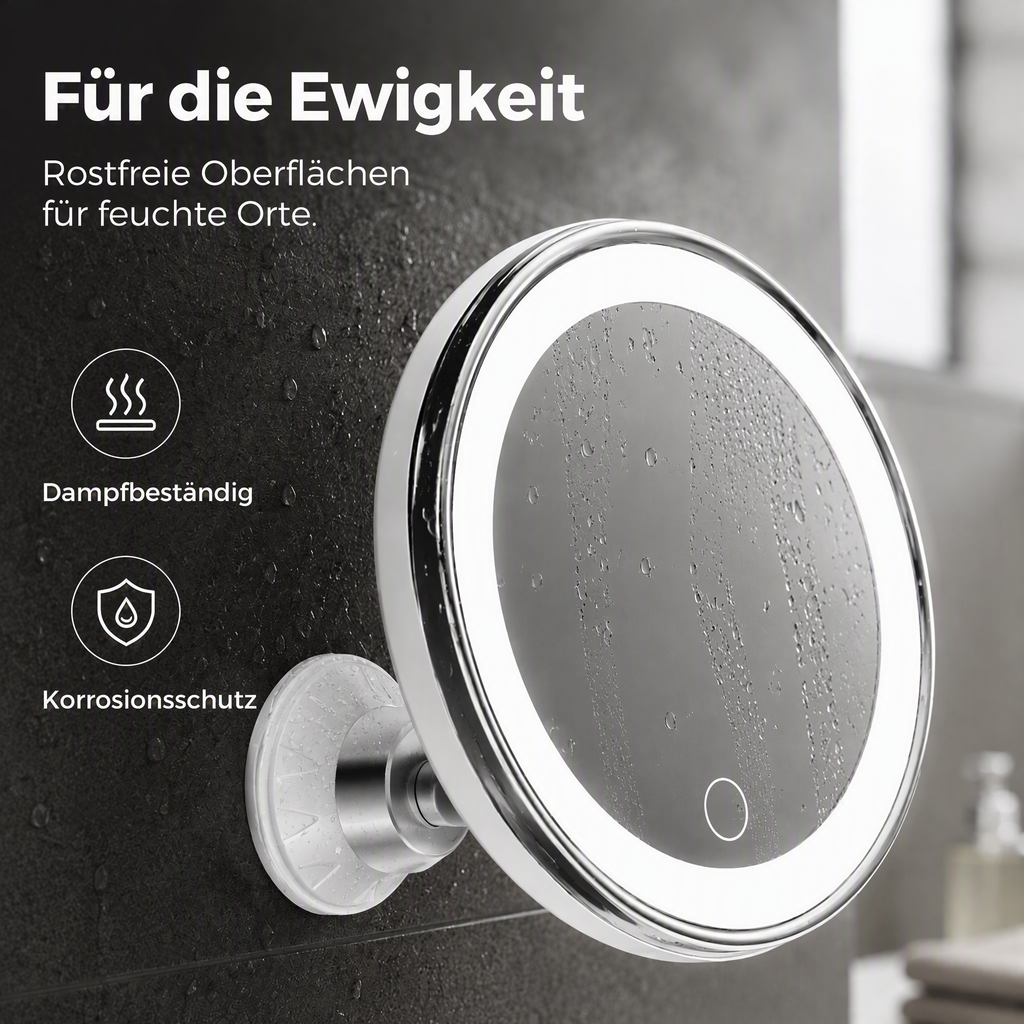 🔍 50% RABATT! 💡 10-fach Vergrößerungsspiegel mit LED-Licht & Saugnapf – Saugnapf-Befestigung, helles Licht & kompakt – Ideal für präzises Make-up & Reisen 💄