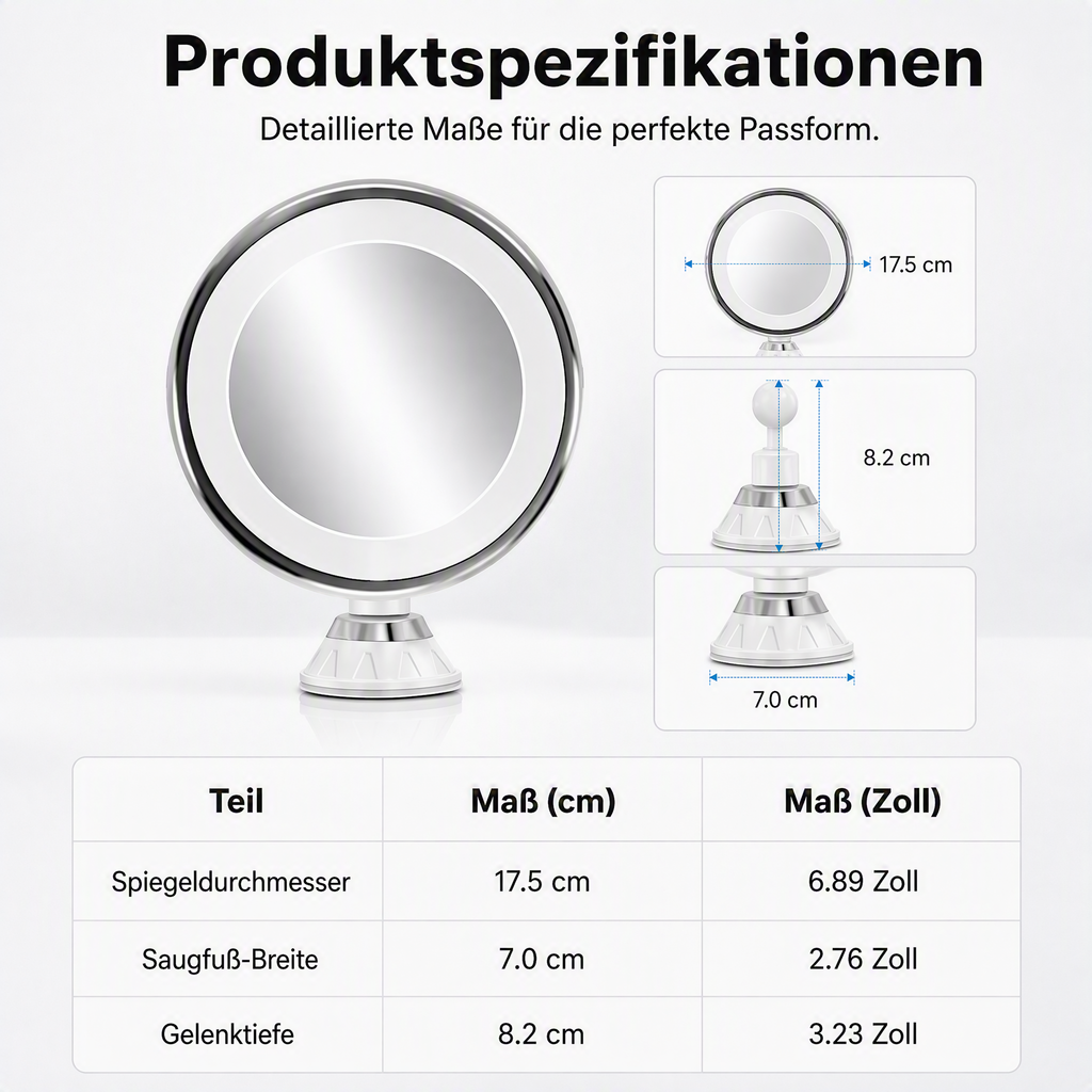 🔍 50% RABATT! 💡 10-fach Vergrößerungsspiegel mit LED-Licht & Saugnapf – Saugnapf-Befestigung, helles Licht & kompakt – Ideal für präzises Make-up & Reisen 💄