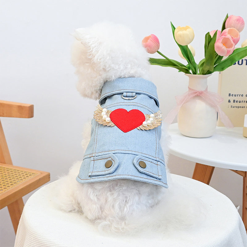 👑 50% RABATT! 💙 Süße Prinzessin Denim-Hundejacke, bequemer Stoff für kleine Hunde im Alltag🐶