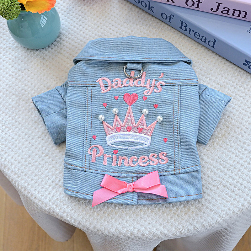 👑 50% RABATT! 💙 Süße Prinzessin Denim-Hundejacke, bequemer Stoff für kleine Hunde im Alltag🐶