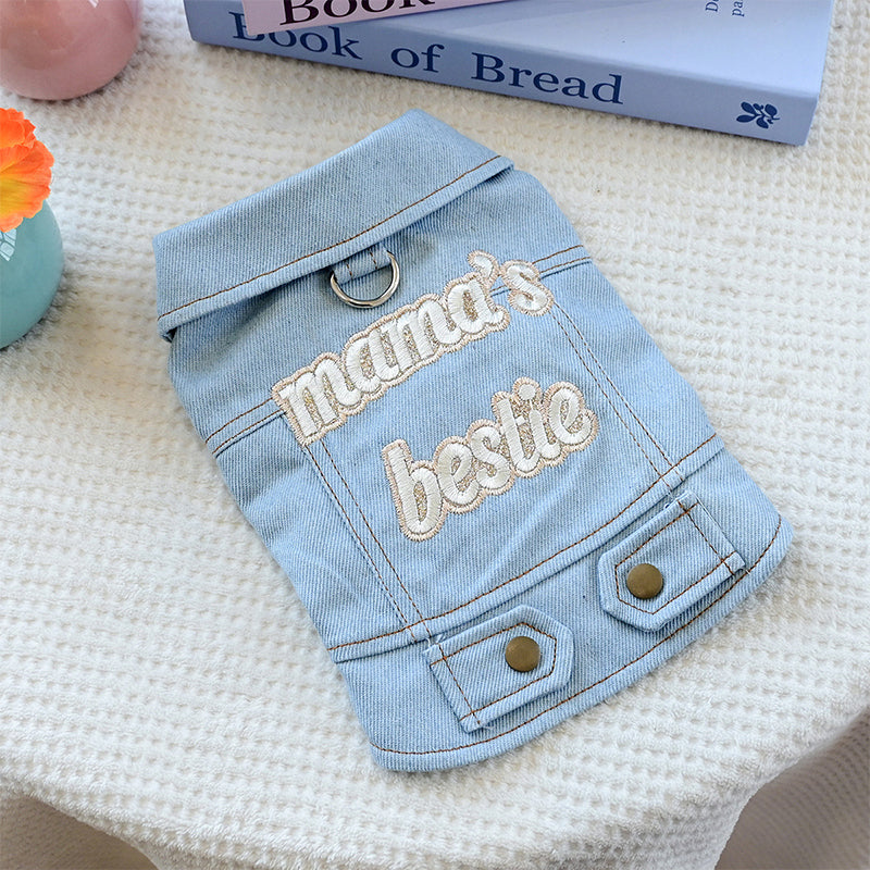 👑 50% RABATT! 💙 Süße Prinzessin Denim-Hundejacke, bequemer Stoff für kleine Hunde im Alltag🐶