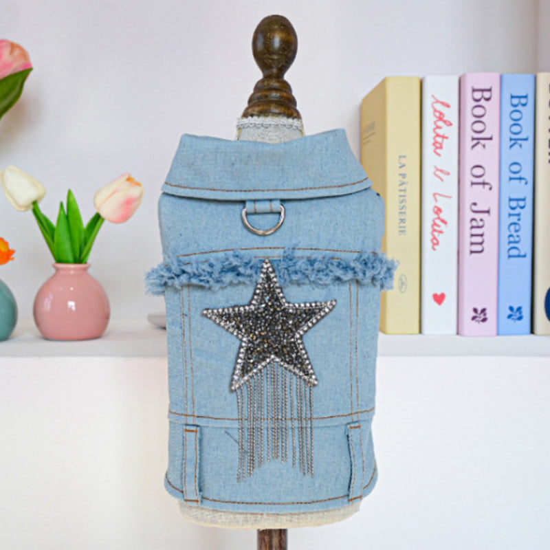 👑 50% RABATT! 💙 Süße Prinzessin Denim-Hundejacke, bequemer Stoff für kleine Hunde im Alltag🐶