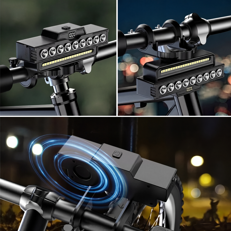 🚴 Ultrahelle LED-Fahrradleuchte mit Doppelstrahl 🔋
