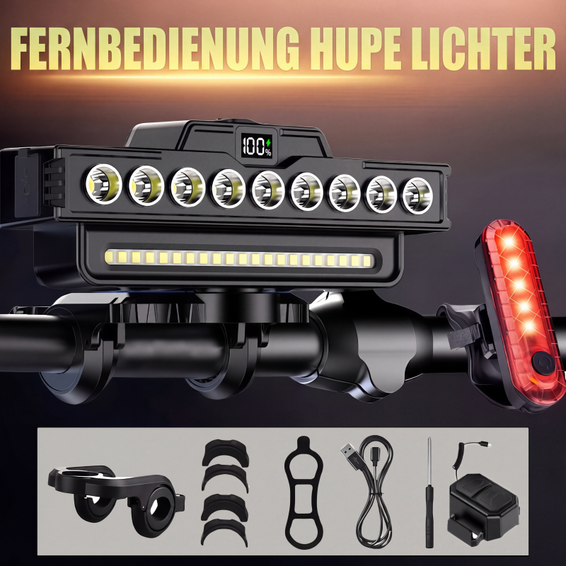 🚴 Ultrahelle LED-Fahrradleuchte mit Doppelstrahl 🔋