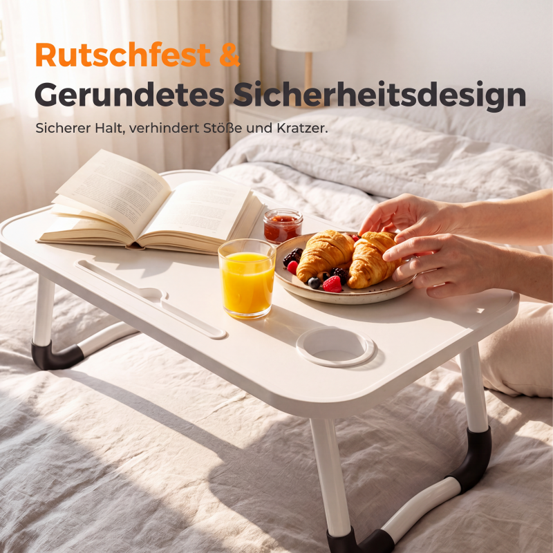 🛋️ Klappbarer Laptop-Bettisch mit Becherhalter 📐