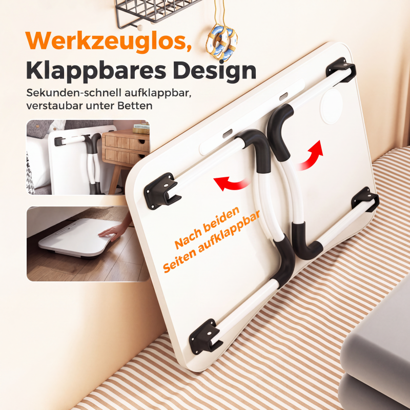 🛋️ Klappbarer Laptop-Bettisch mit Becherhalter 📐