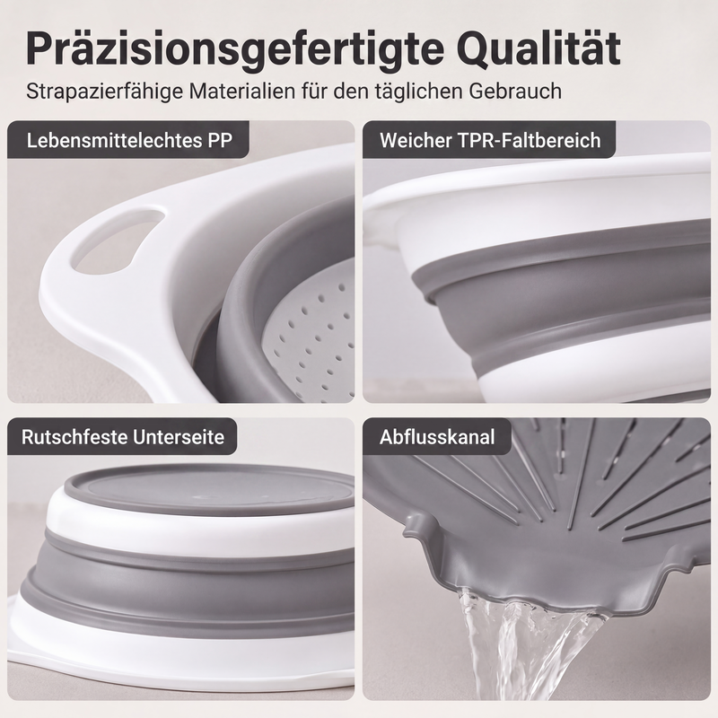 🥗 3-teiliges klappbares Sieb-Set mit Abtropfboden 💧