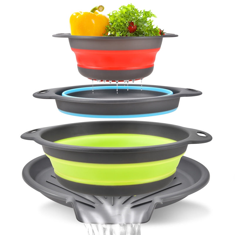 🥗 3-teiliges klappbares Sieb-Set mit Abtropfboden 💧
