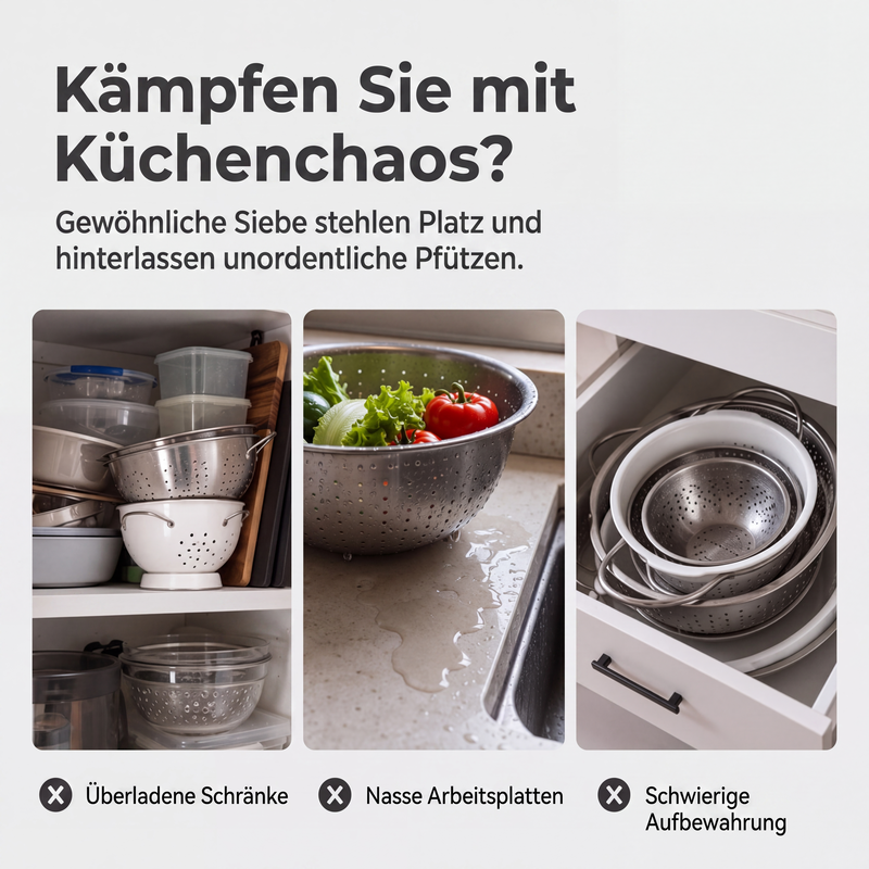 🥗 3-teiliges klappbares Sieb-Set mit Abtropfboden 💧