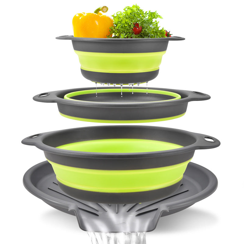 🥗 3-teiliges klappbares Sieb-Set mit Abtropfboden 💧