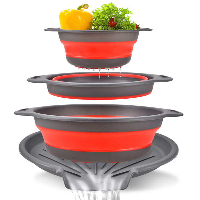 🥗 3-teiliges klappbares Sieb-Set mit Abtropfboden 💧
