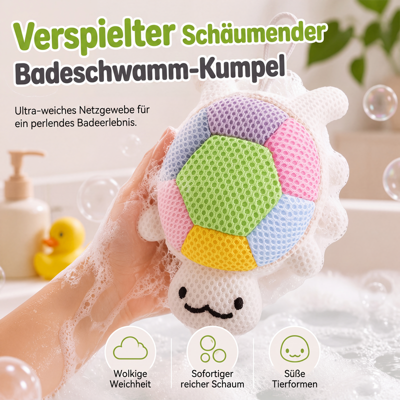 🐢 Niedlicher Cartoon-Tier-Badeschwamm für Kinder mit Aufhängekordel 🌈
