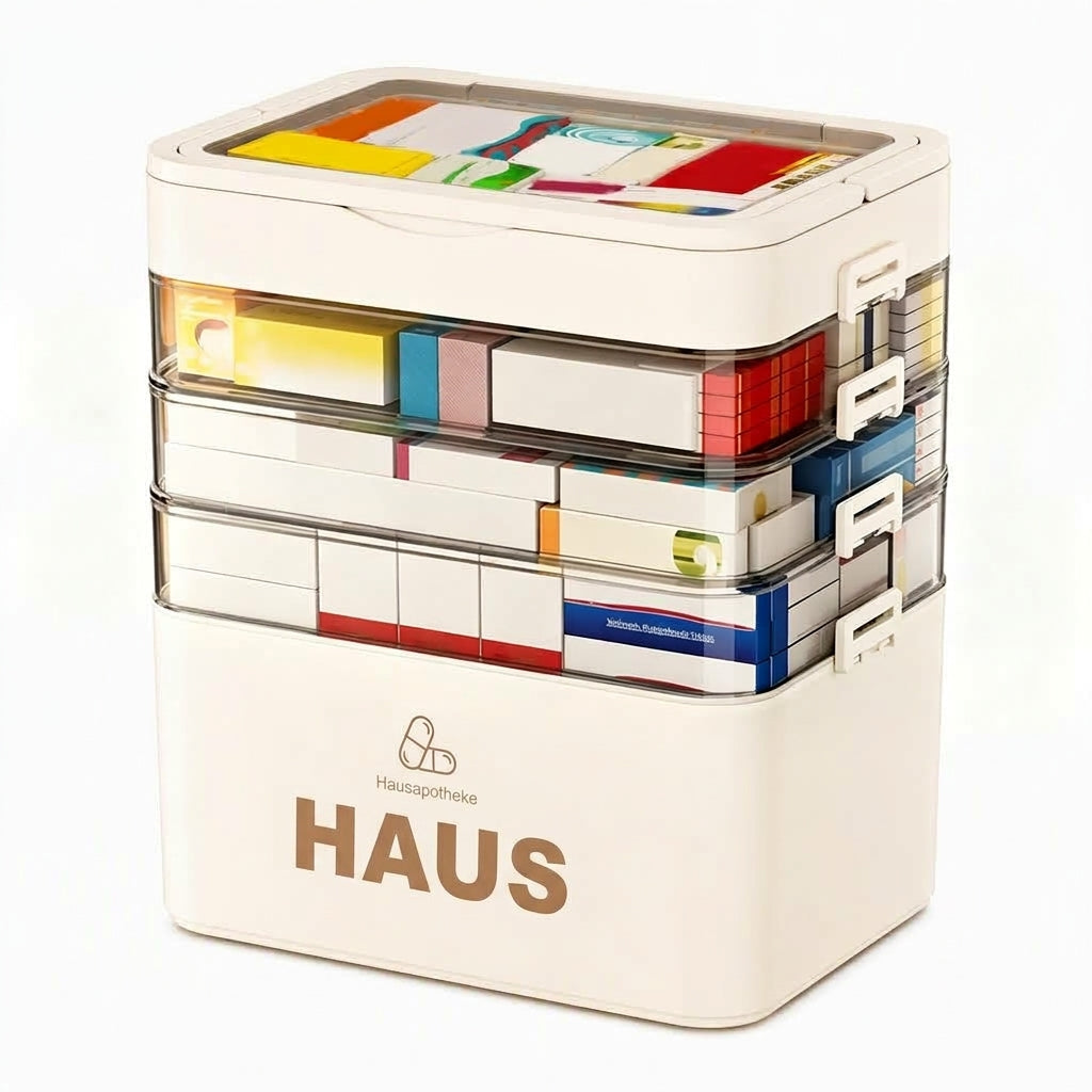 💊 Große Medikamenten-Aufbewahrungsbox aus Kunststoff – Mehrlagig, unterteilt & tragbar für Haushalt & Notfall ✨