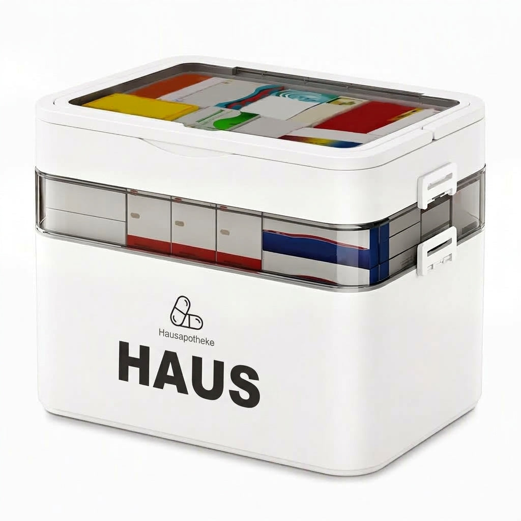 💊 Große Medikamenten-Aufbewahrungsbox aus Kunststoff – Mehrlagig, unterteilt & tragbar für Haushalt & Notfall ✨