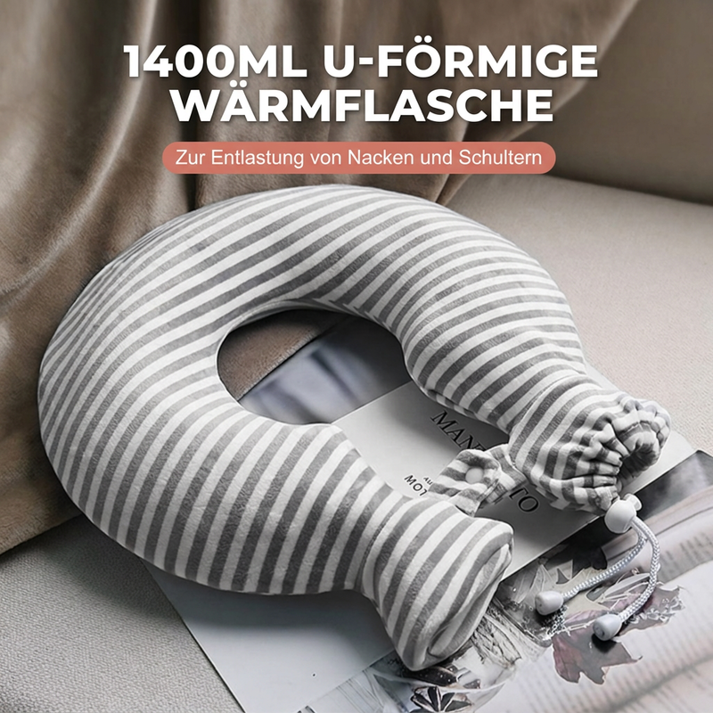 1400 ml U-förmige Wärmflasche für Nacken und Schultern