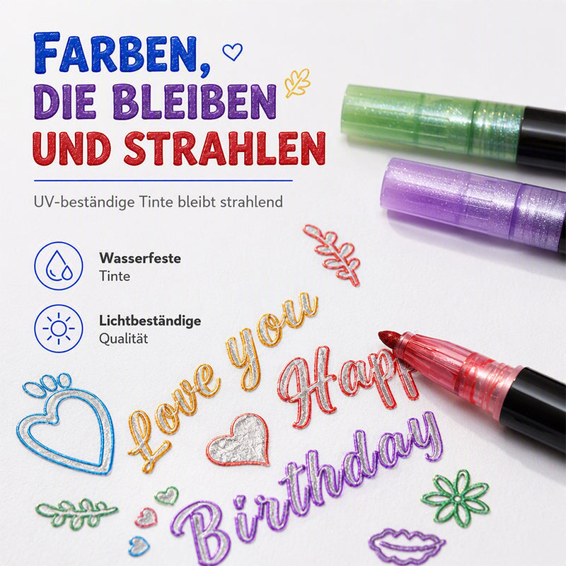 Doppellinien-Metallic-Konturmarker-Set Glitzer-Kunststifte