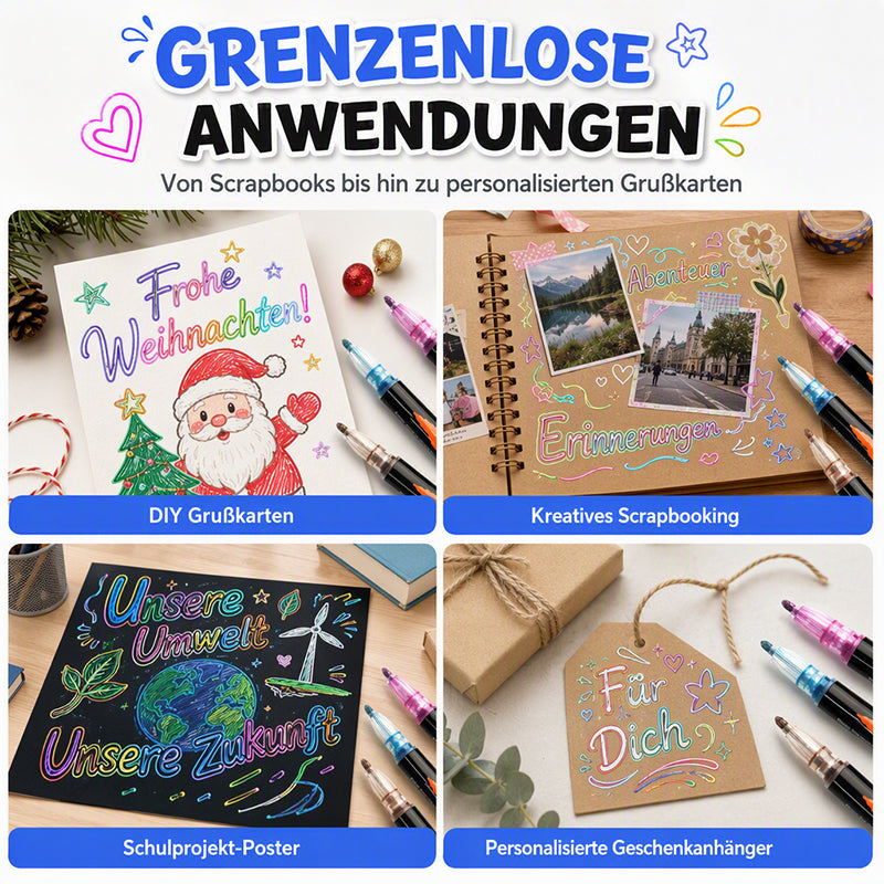 Doppellinien-Metallic-Konturmarker-Set Glitzer-Kunststifte
