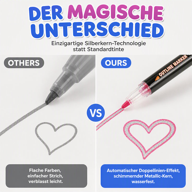 Doppellinien-Metallic-Konturmarker-Set Glitzer-Kunststifte