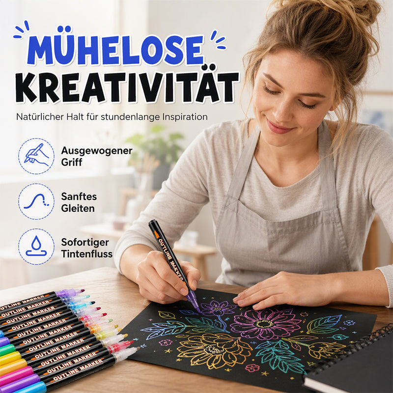 Doppellinien-Metallic-Konturmarker-Set Glitzer-Kunststifte