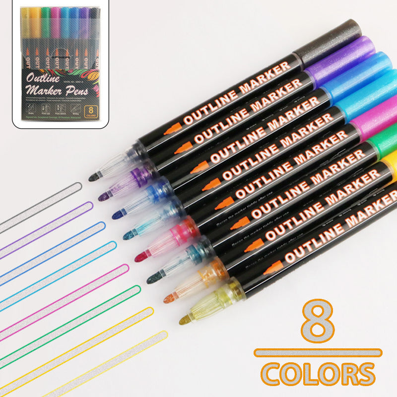 Doppellinien-Metallic-Konturmarker-Set Glitzer-Kunststifte